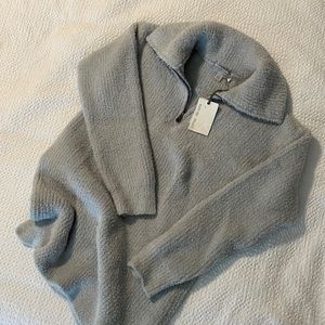 NWT Barefoot Dreams CozyChic Half Zip Tunic (Ocean)